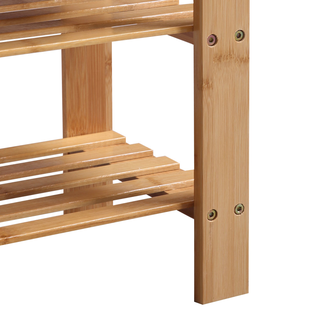 Bamboo Shoe Rack Stand Bench 3 TierOrganiser 69.5cm