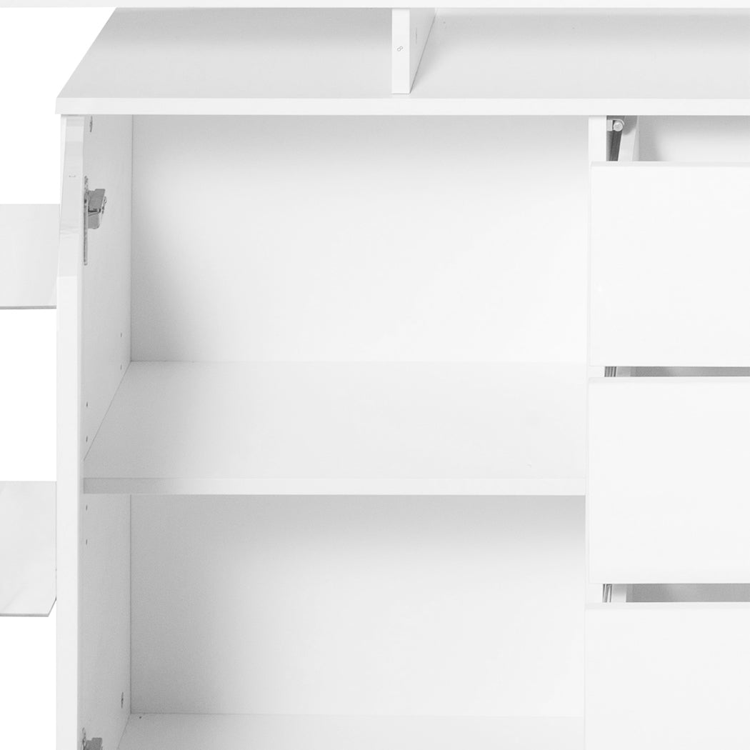 Buffet Sideboard Cabinet Storage Modern High Gloss Cupboard Drawers White 192cm
