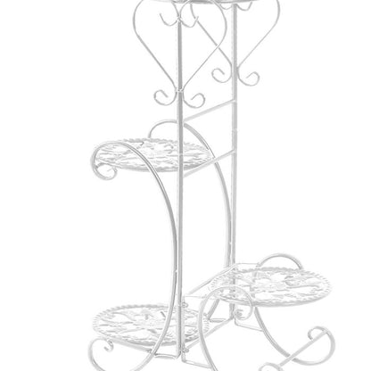 Plant Stand Outdoor Indoor Metal Flower Pots Rack-White