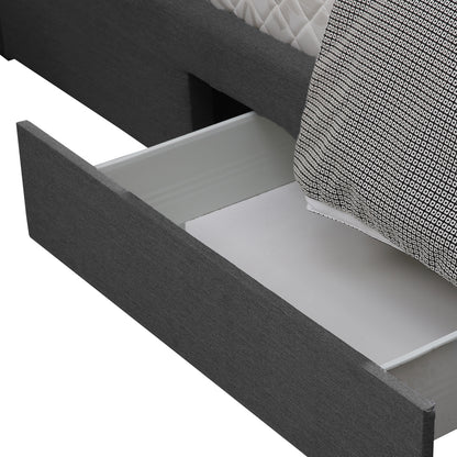 Bed Frame King Fabric With Drawers Grey