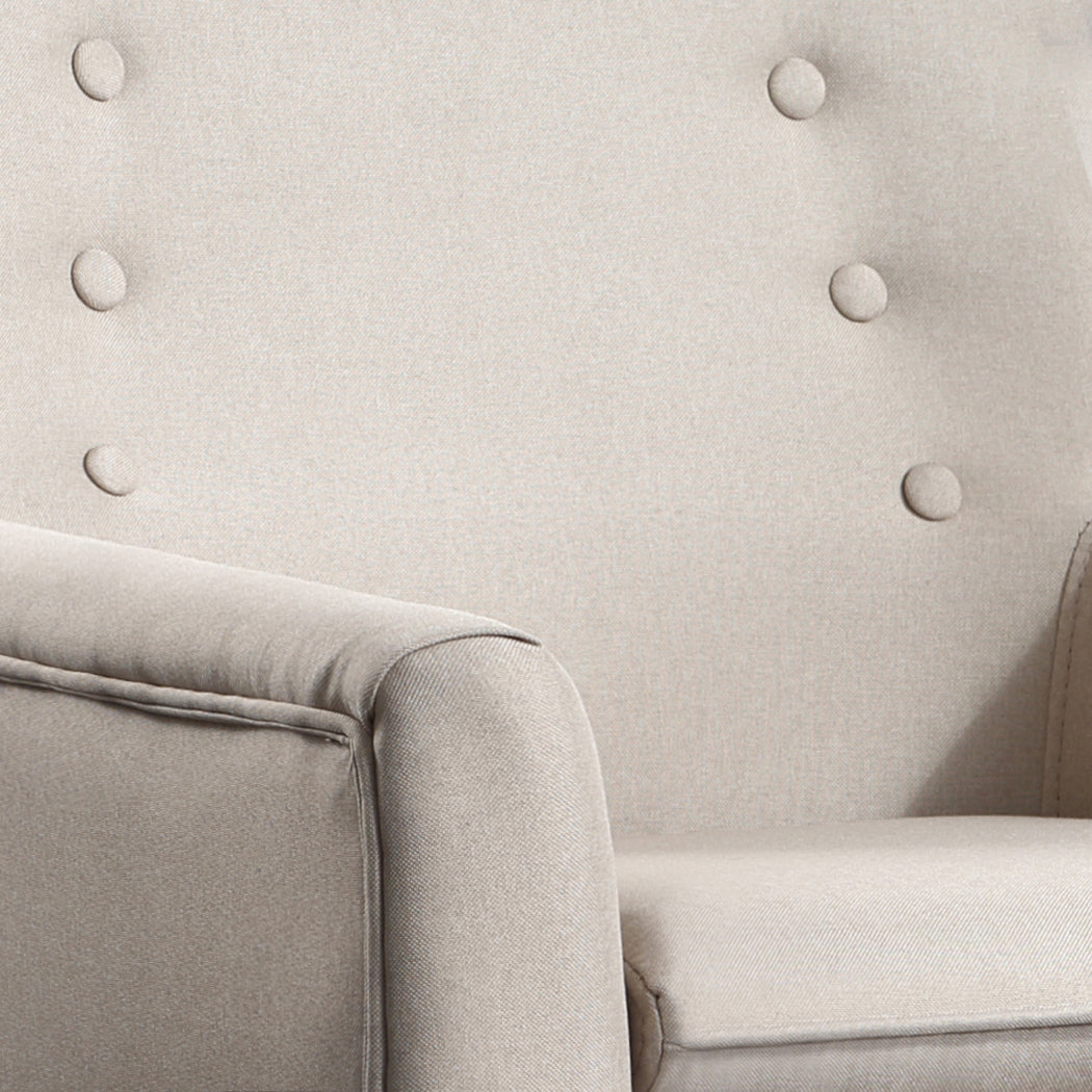 2x Upholstered Fabric Dining Chair-Beige