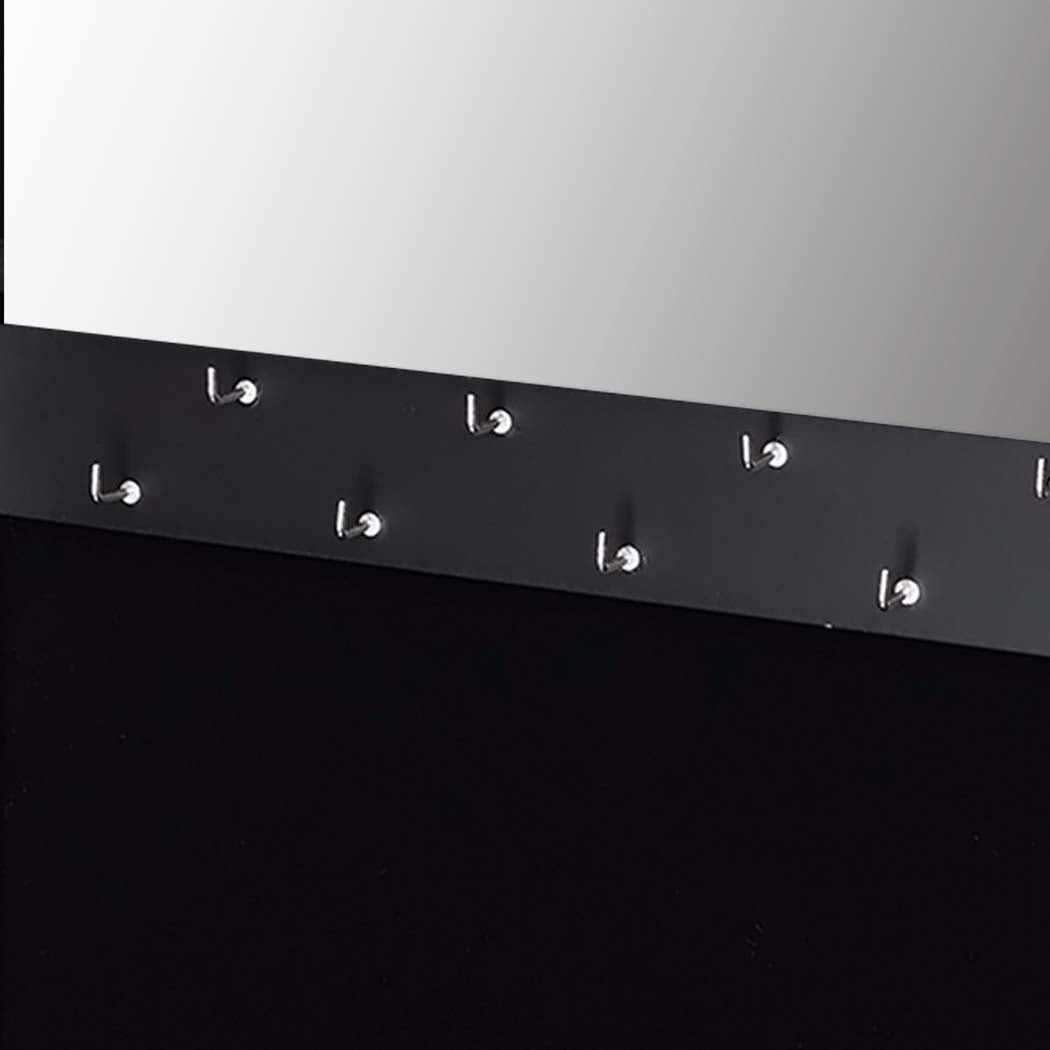 Mirror Jewellery Cabinet Makeup Storage Jewelry Organiser Box Tall Black