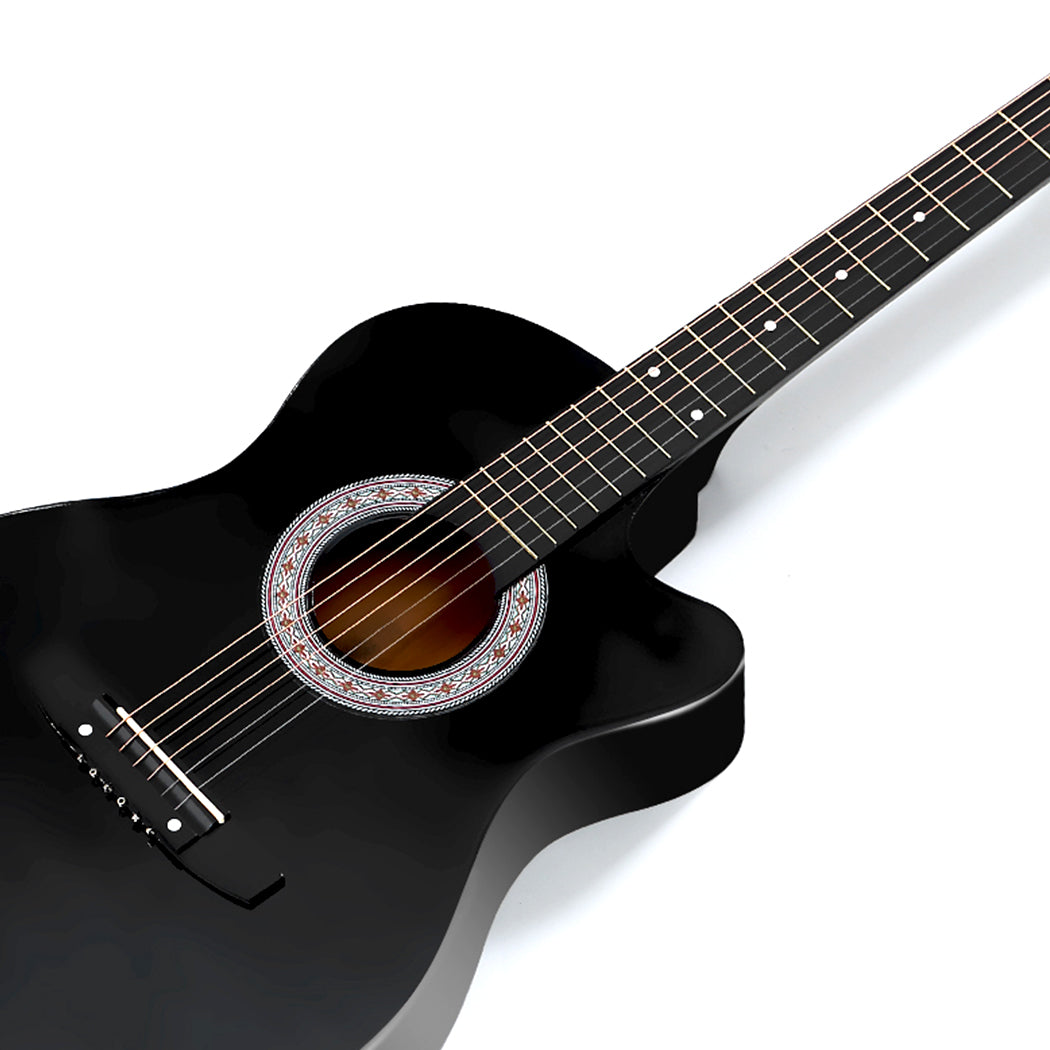Solid Eco-Rosewood 38 Inch Wooden Folk Acoustic Guitar-Black
