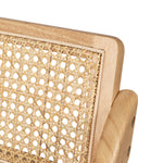 Foldable Single Deck Chair Solid Wood Rubberwood Rattan Lounge Seat