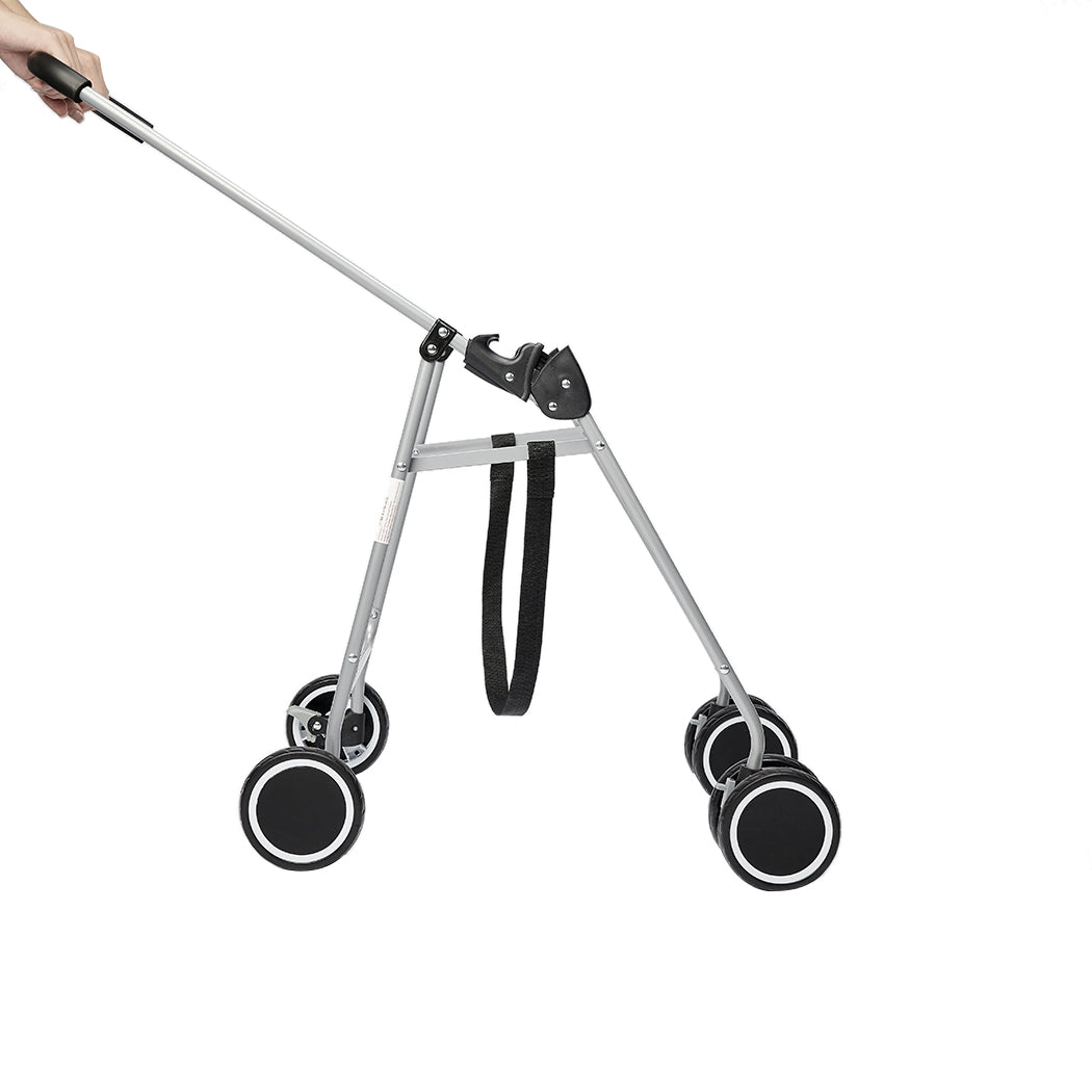4 Wheels Pushchair Foldable Pet Stroller - Brown