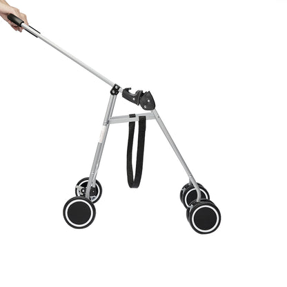 4 Wheels Pushchair Foldable Pet Stroller - Brown