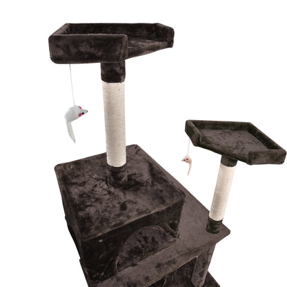 1.98M Cat Scratching Post Tree Dark Brown