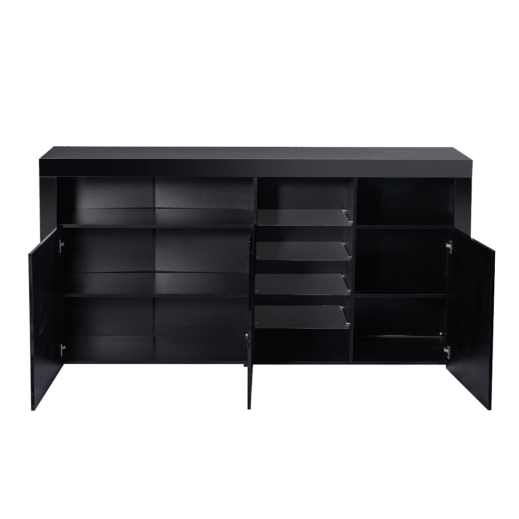 Buffet Sideboard Storage Modern High Gloss Cabinet Cupboard Black