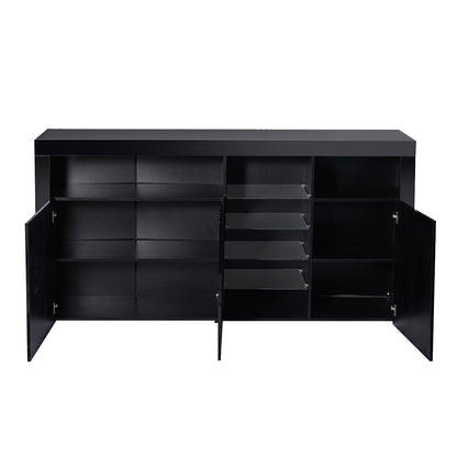 Buffet Sideboard Storage Modern High Gloss Cabinet Cupboard Black
