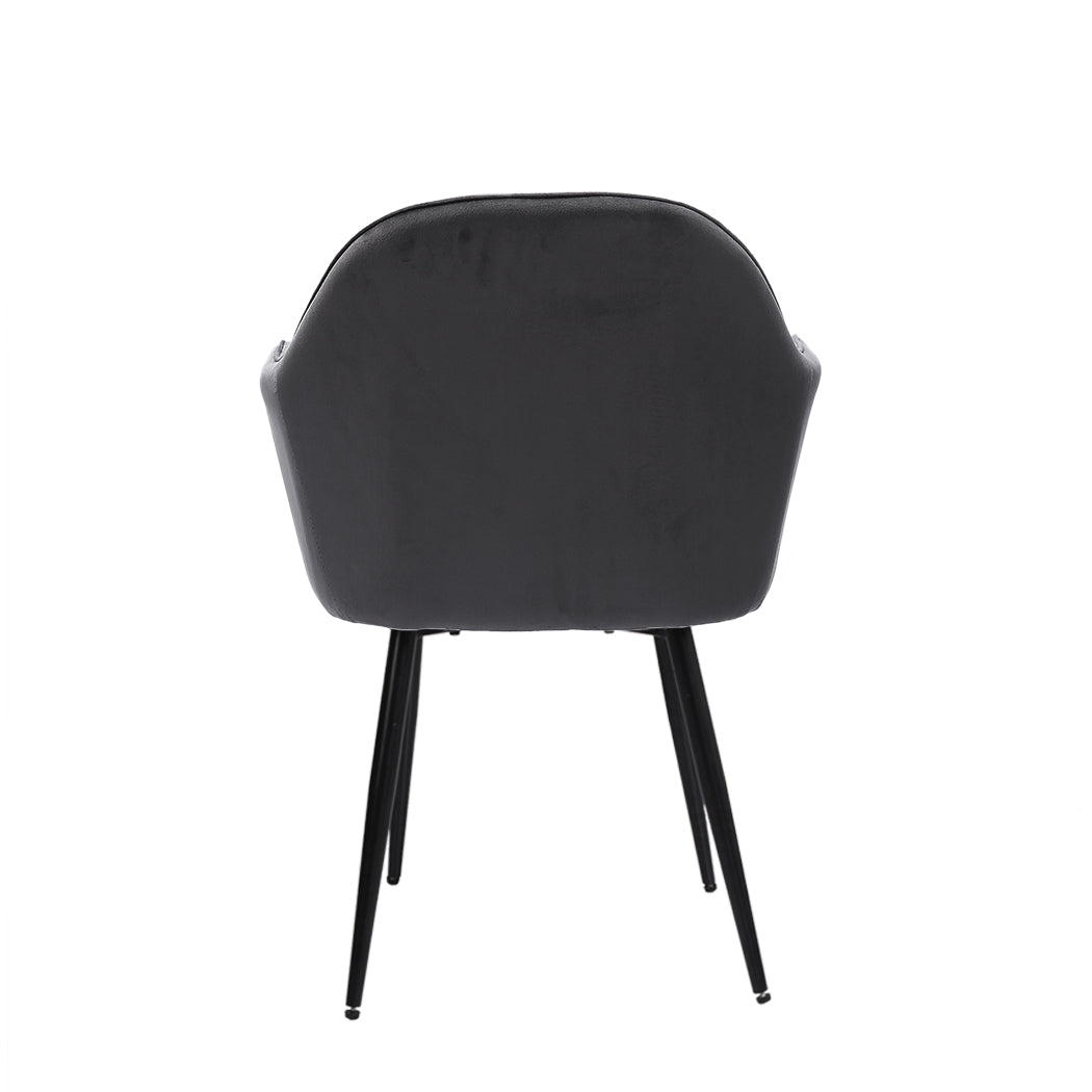 2x Dining Chairs Kitchen Steel Chair Velvet Removable Cushion Seat Covers