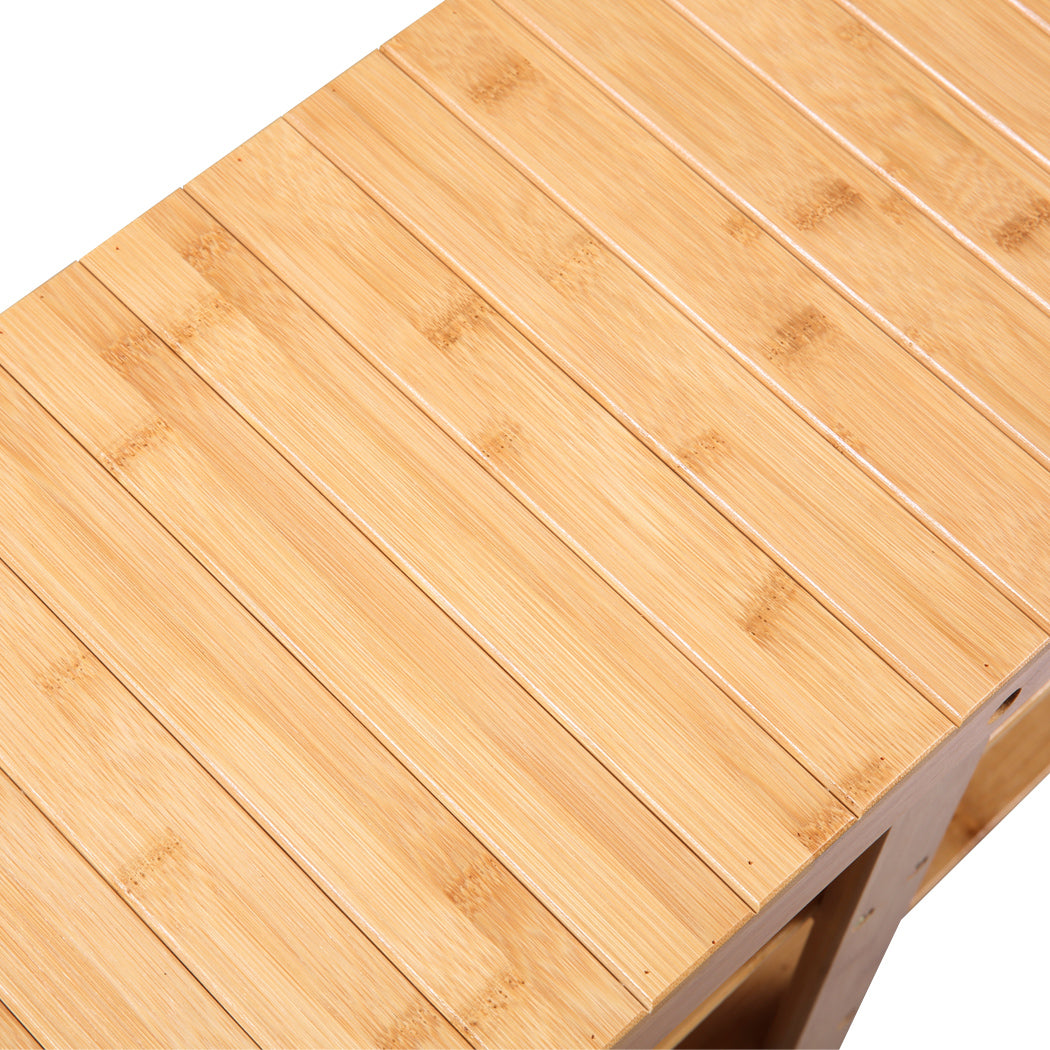 Bamboo Shoe Rack Stand Bench 3 TierOrganiser 69.5cm