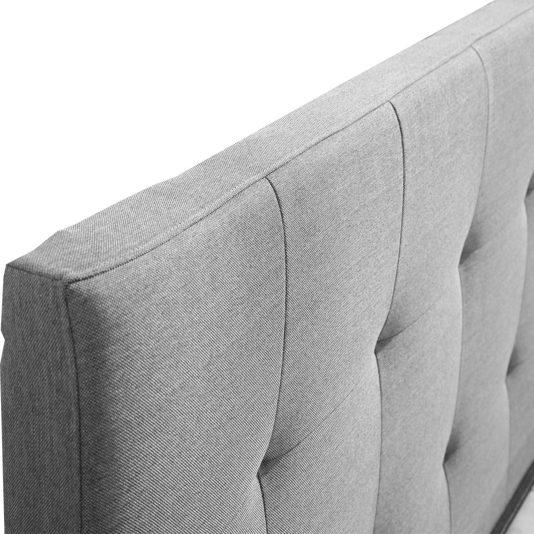 Bed Frame Queen Fabric With Drawers Grey