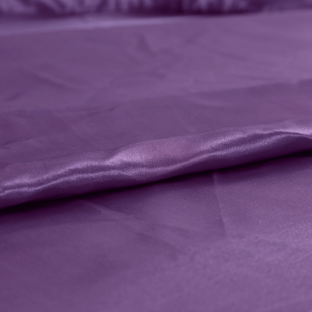 Ultra Soft Silky Satin Bed Sheet Set in Single Size in Purple Colour