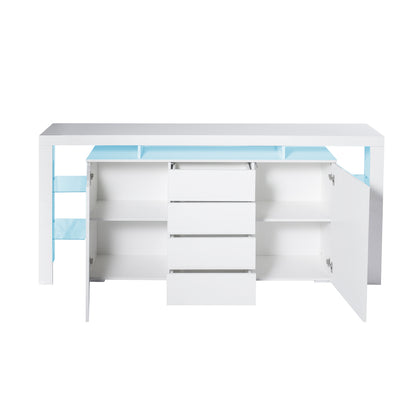 Buffet Sideboard Cabinet Storage Modern High Gloss Cupboard Drawers White 192cm