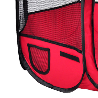 Dog Cat Puppy Play Round Crate Cage Tent Portable L Red