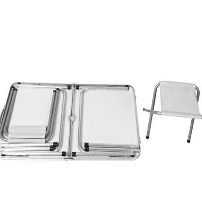 Outdoor Foldable Camping Table Chair Set-Silver