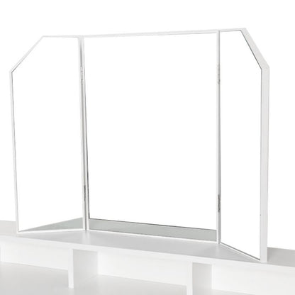 Dressing Table Stool Foldable Mirror Jewellery Cabinet Makeup Storage