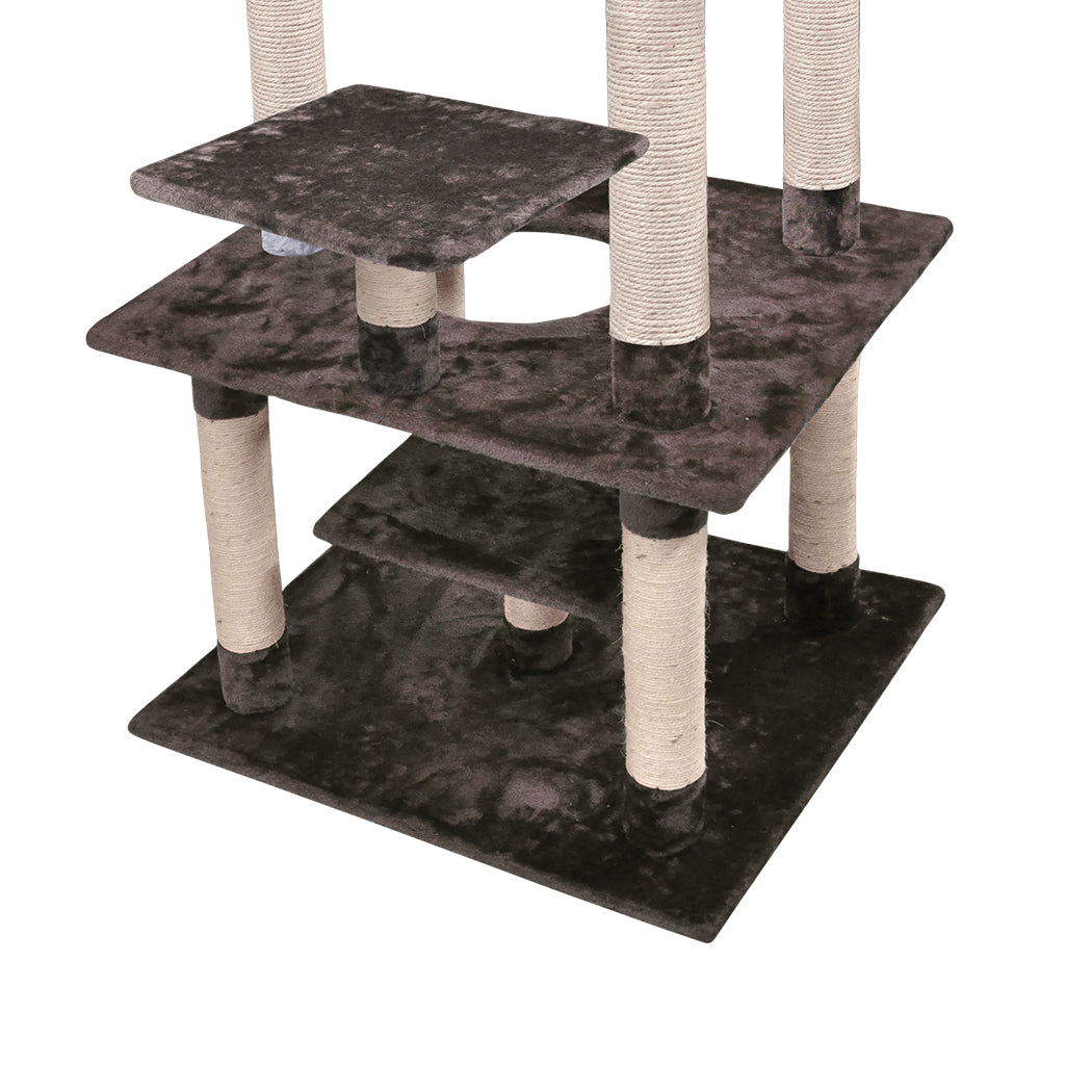 1.98M Cat Scratching Post Tree Dark Brown