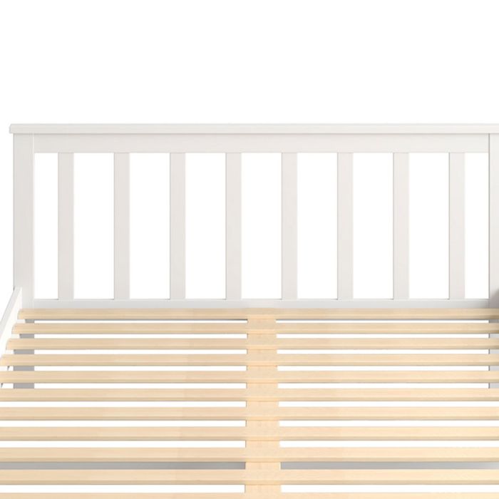 Wooden Mattress Base Solid Timber Pine Bed Frame Queen Size-White
