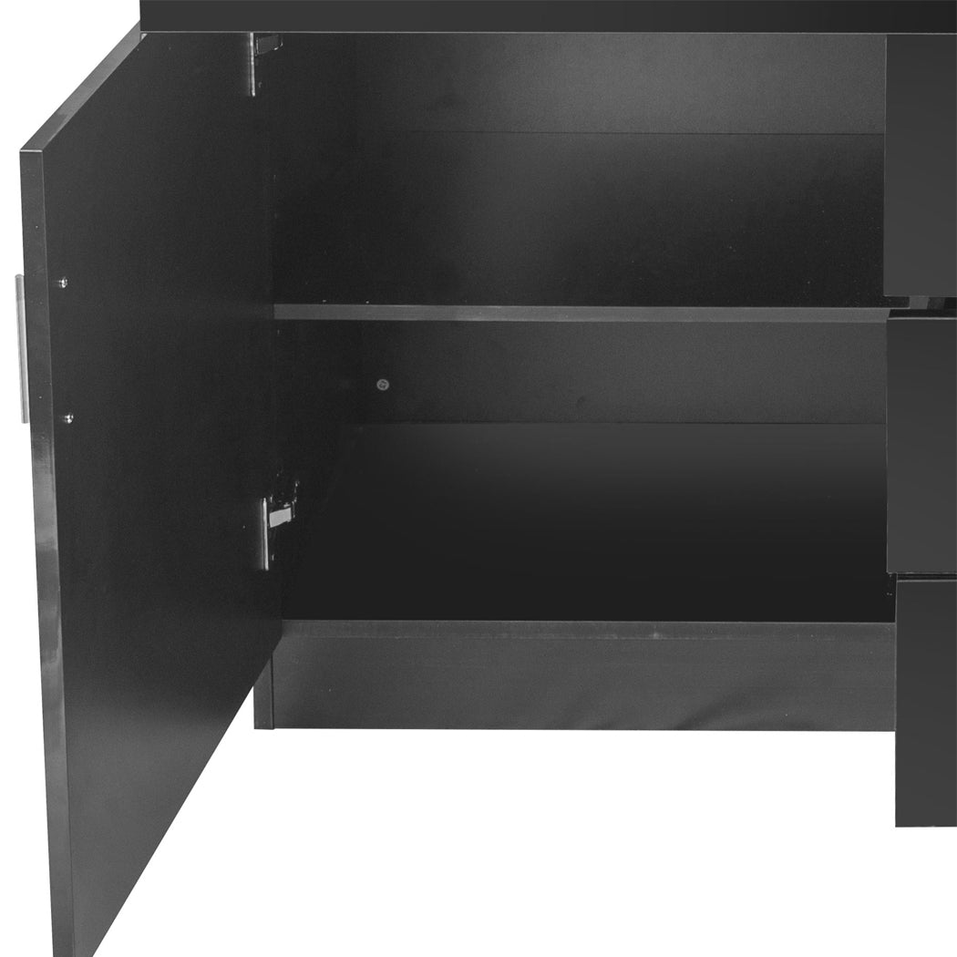 Buffet Sideboard Storage Cabinet Modern High Gloss Cupboard Drawers Black