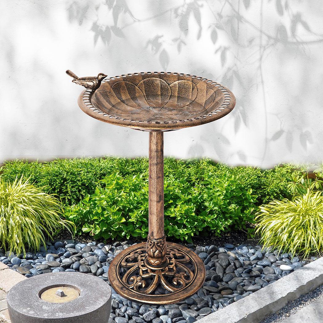 Bird Bath Feeder Metal Iron Stake Bowl