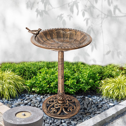 Bird Bath Feeder Metal Iron Stake Bowl