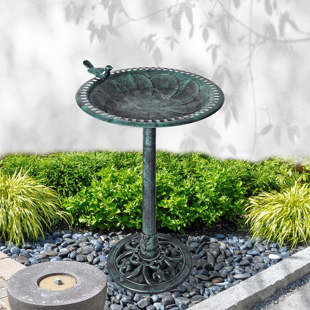 Bird Bath Feeder Metal Bowl Green