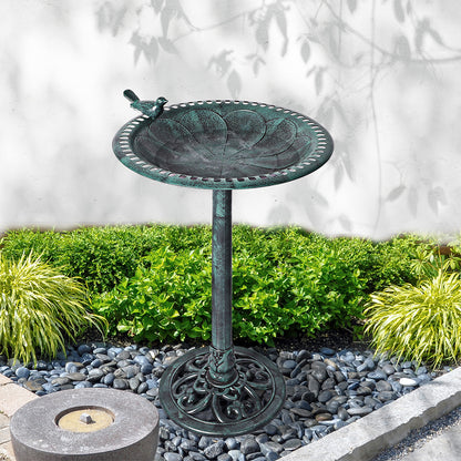 Bird Bath Feeder Metal Bowl Green