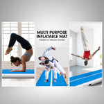 4m x 2m Airtrack Tumbling Mat Gymnastics Exercise Blue White