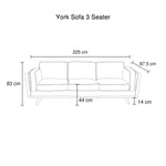 York Sofa 3 Seater Teal