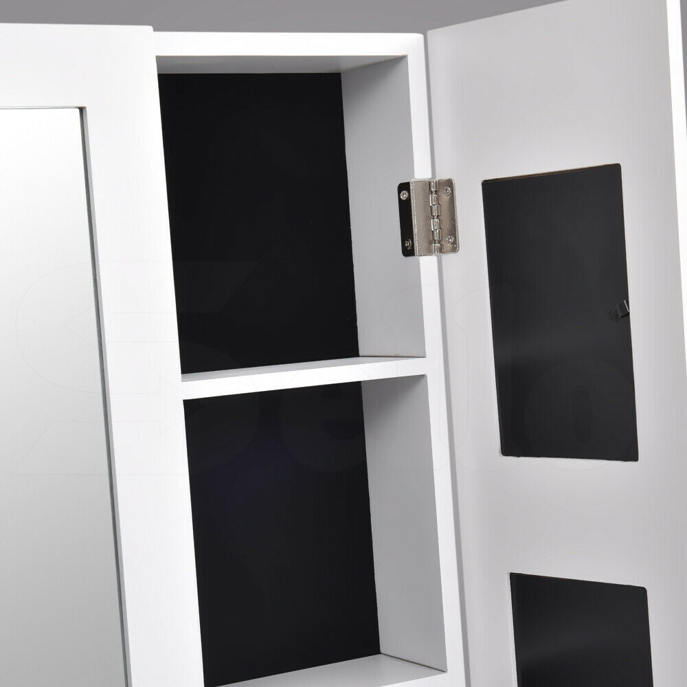 Makeup Storage Organiser With Mirror Two Doors Jewellery Cabinet