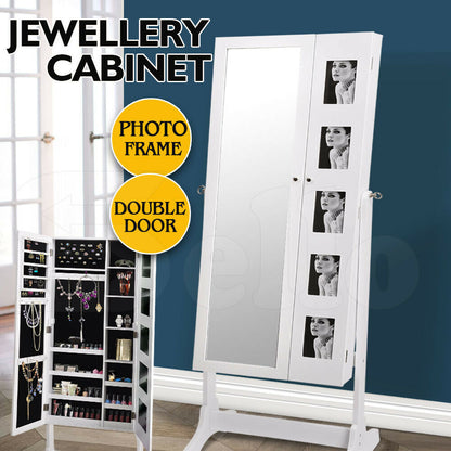 Makeup Storage Organiser With Mirror Two Doors Jewellery Cabinet