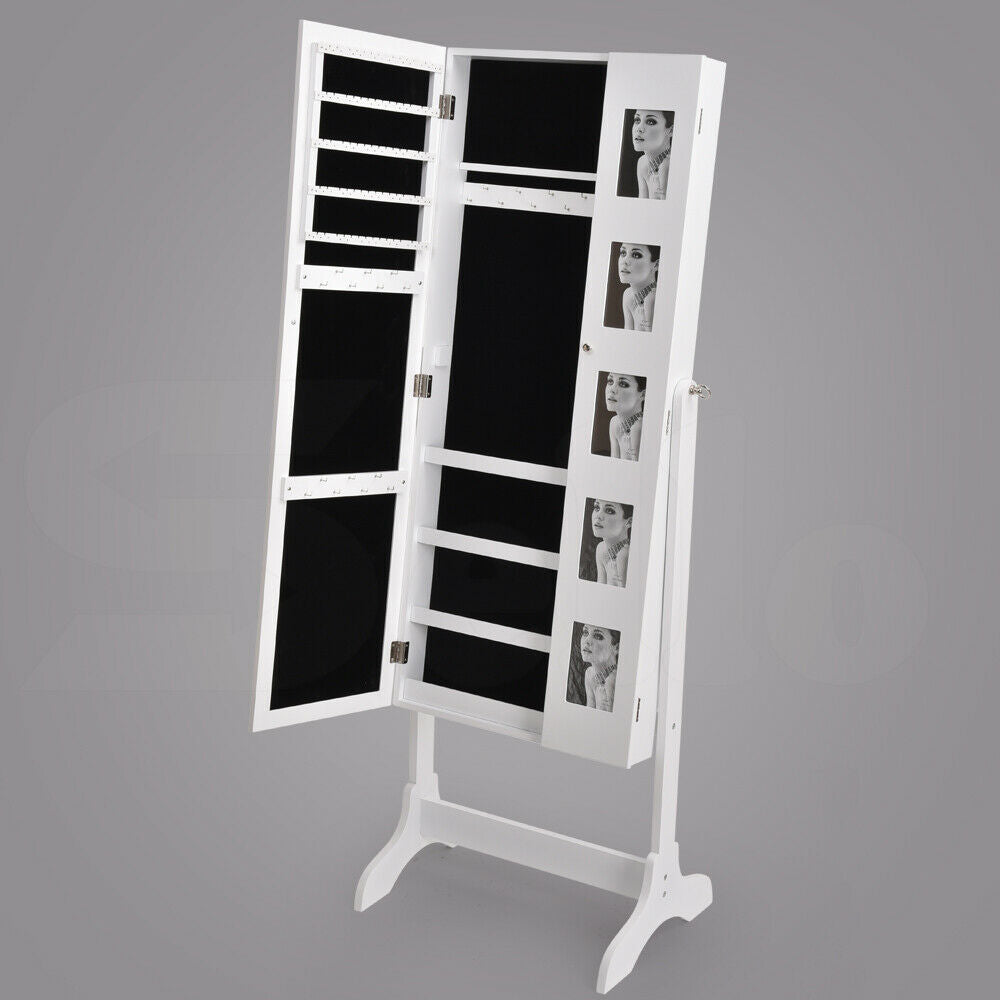 Makeup Storage Organiser With Mirror Two Doors Jewellery Cabinet
