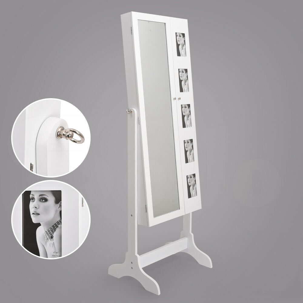 Makeup Storage Organiser With Mirror Two Doors Jewellery Cabinet