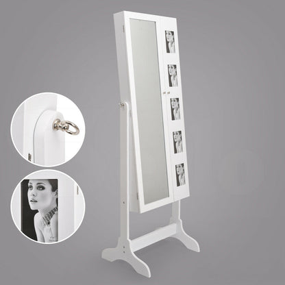 Makeup Storage Organiser With Mirror Two Doors Jewellery Cabinet