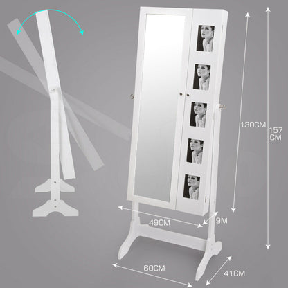 Makeup Storage Organiser With Mirror Two Doors Jewellery Cabinet