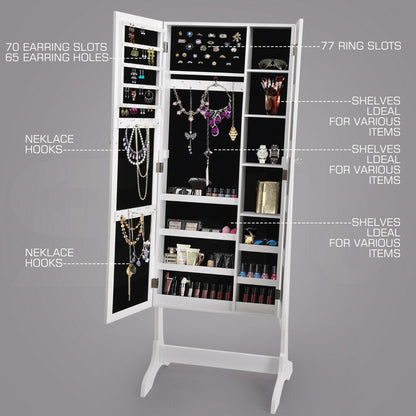 Makeup Storage Organiser With Mirror Two Doors Jewellery Cabinet