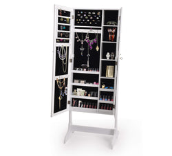 idropship Mirror Two Doors Jewellery Cabinet Makeup Storage Jewelry Organiser Box