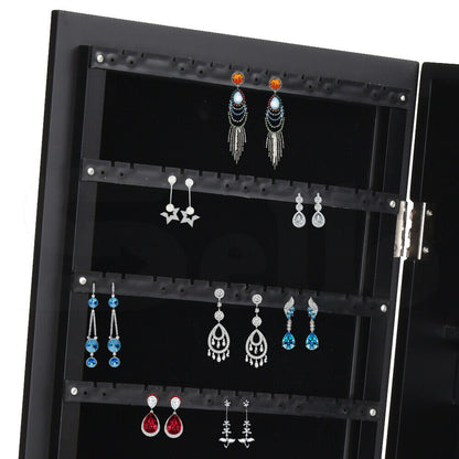 Mirror Two Doors Jewellery Cabinet Makeup Storage Jewelry Organiser Box-JB1005-BK