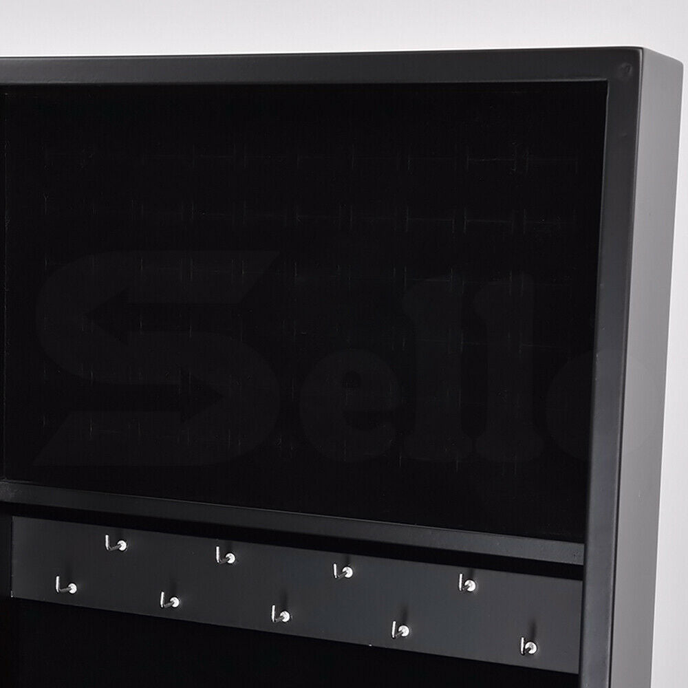 Mirror Two Doors Jewellery Cabinet Makeup Storage Jewelry Organiser Box-JB1005-BK