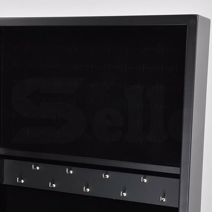 Mirror Two Doors Jewellery Cabinet Makeup Storage Jewelry Organiser Box-JB1005-BK