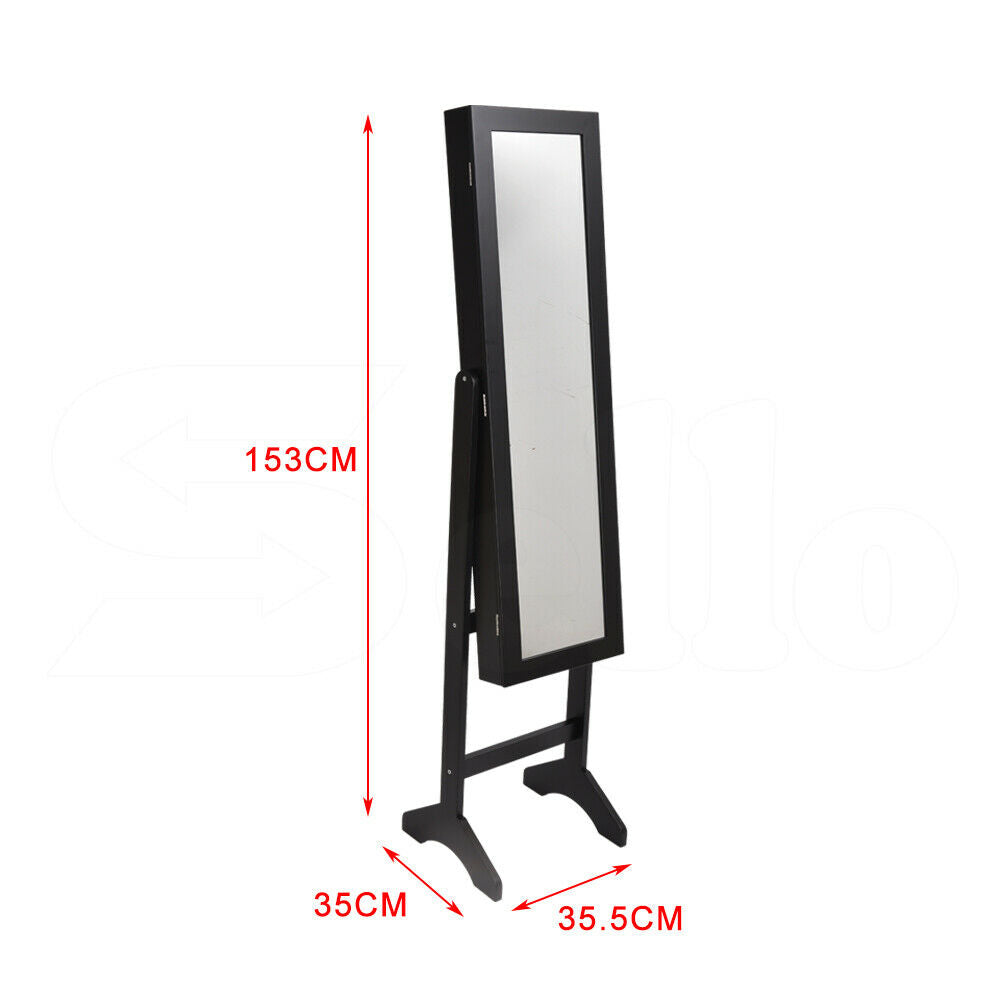 Mirror Two Doors Jewellery Cabinet Makeup Storage Jewelry Organiser Box-JB1005-BK
