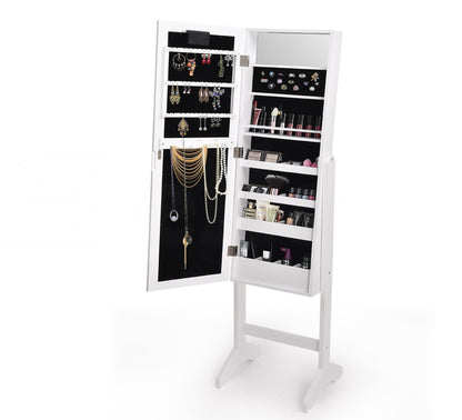 Mirror Jewellery Cabinet Dressing Makeup Jewelry Storage  Organiser Wood