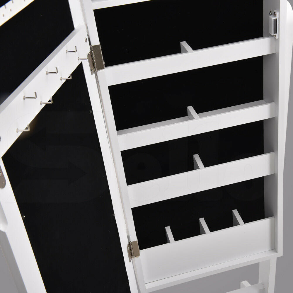 Mirror Jewellery Cabinet Dressing Makeup Jewelry Storage  Organiser Wood