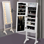 Mirror Jewellery Cabinet Dressing Makeup Jewelry Storage  Organiser Wood