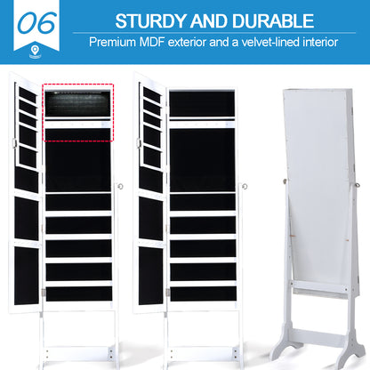Dual Use Mirrored Jewellery Dressing Cabinet with LED Light Black Colour