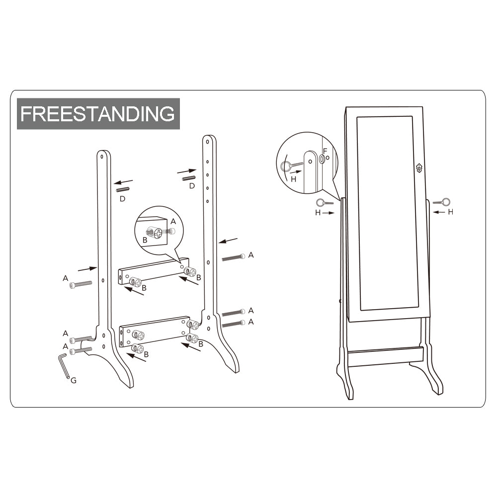 Dual Use Mirrored Jewellery Dressing Cabinet in White Colour