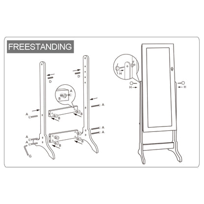 Dual Use Mirrored Jewellery Dressing Cabinet in White Colour