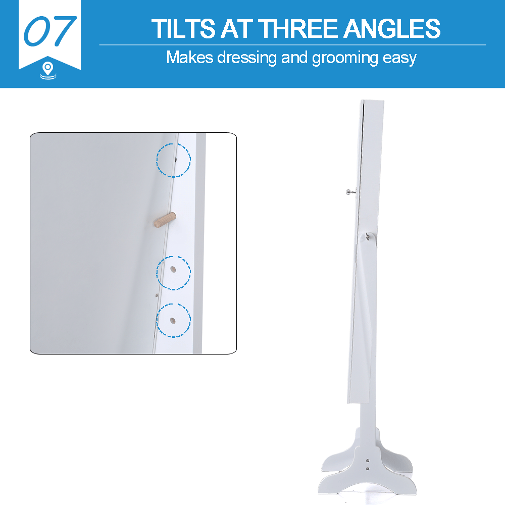Dual Use Mirrored Jewellery Dressing Cabinet in White Colour