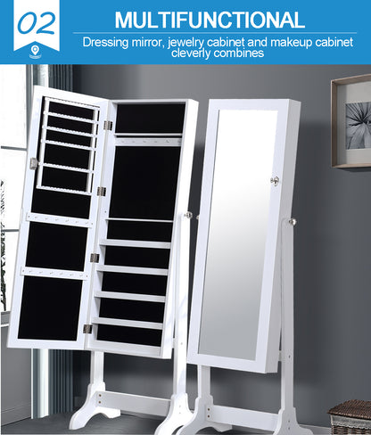 Dual Use Mirrored Jewellery Dressing Cabinet in White Colour